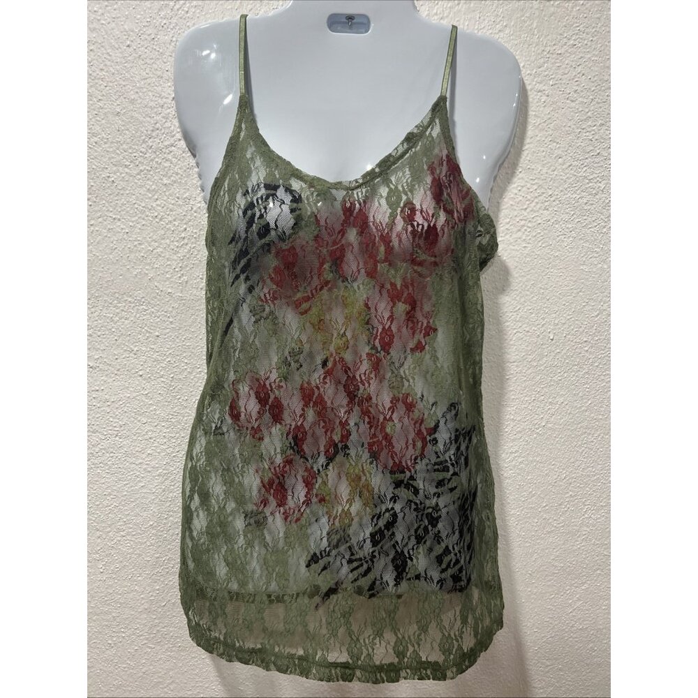 Weavers Y2K Women,s Tank Tops Size‎ Large V Neck Lace Adjustable Straps
